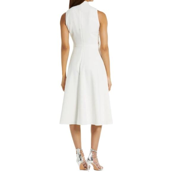 NWT Black Halo Carolina Sleeveless Neck Tie Fit and Flare Midi Dress in Pearl 8 - Picture 9 of 10